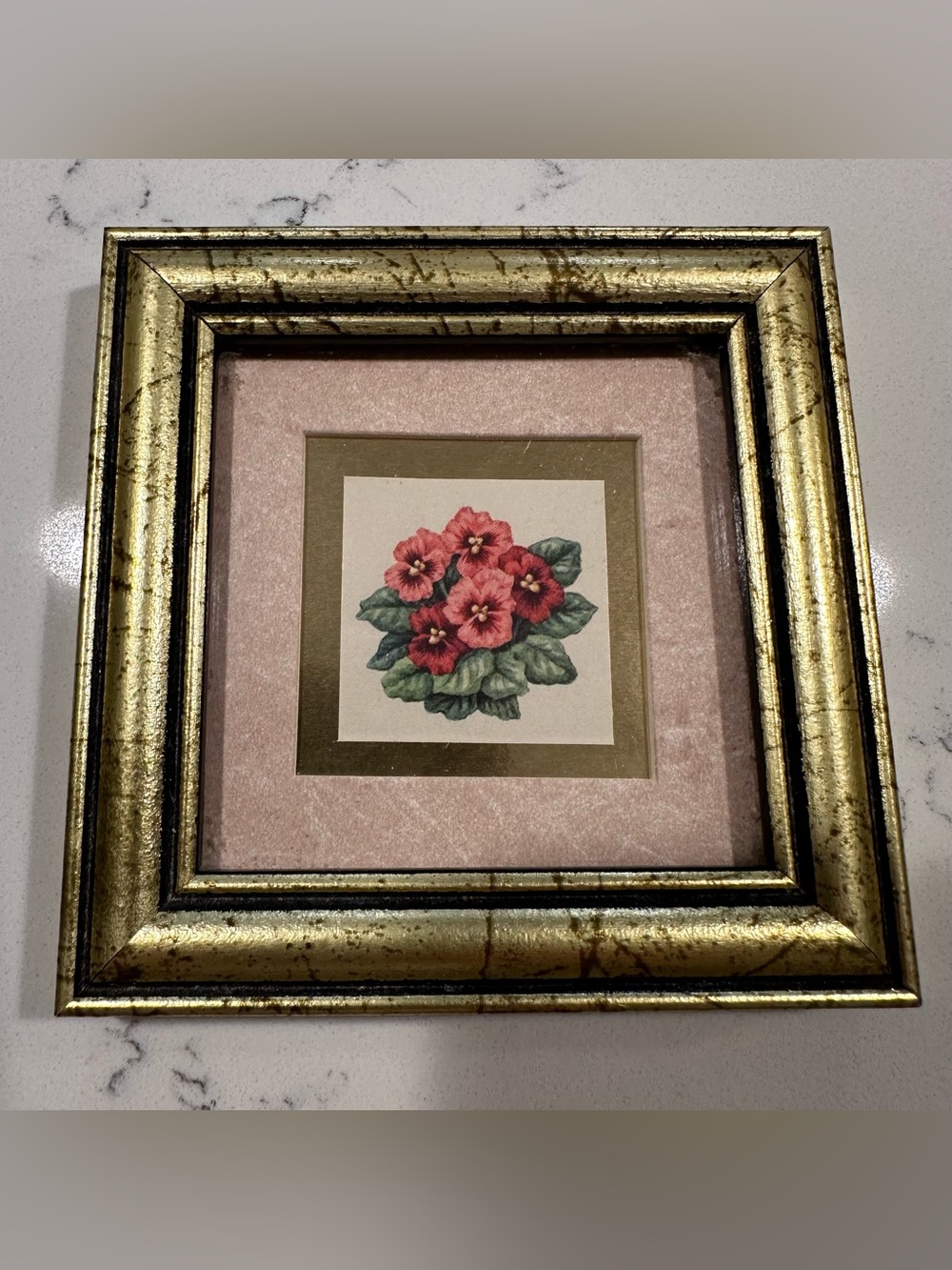 Vintage 1992 Heartfelt, Inc. "Pansy II" Framed Mini Art Print by Kathy Seek